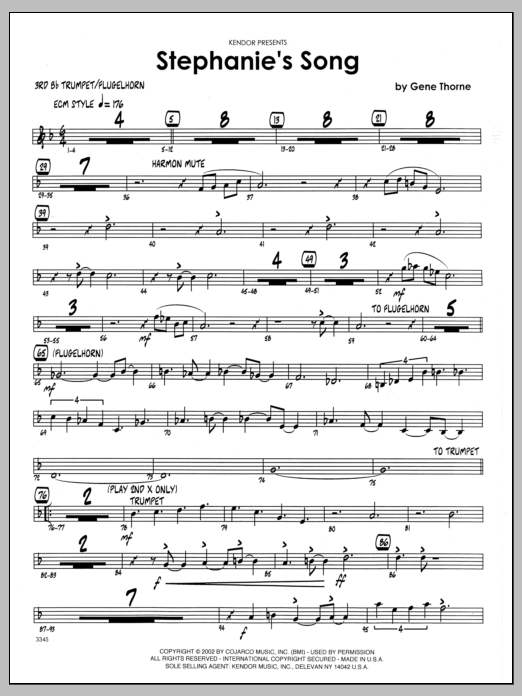 Download Gene Thorne Stephanie's Song - 3rd Bb Trumpet Sheet Music