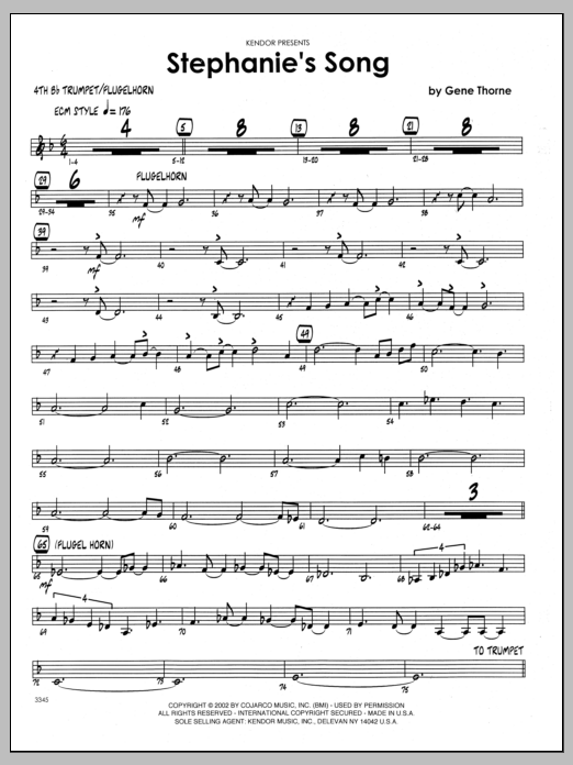 Download Gene Thorne Stephanie's Song - 4th Bb Trumpet Sheet Music