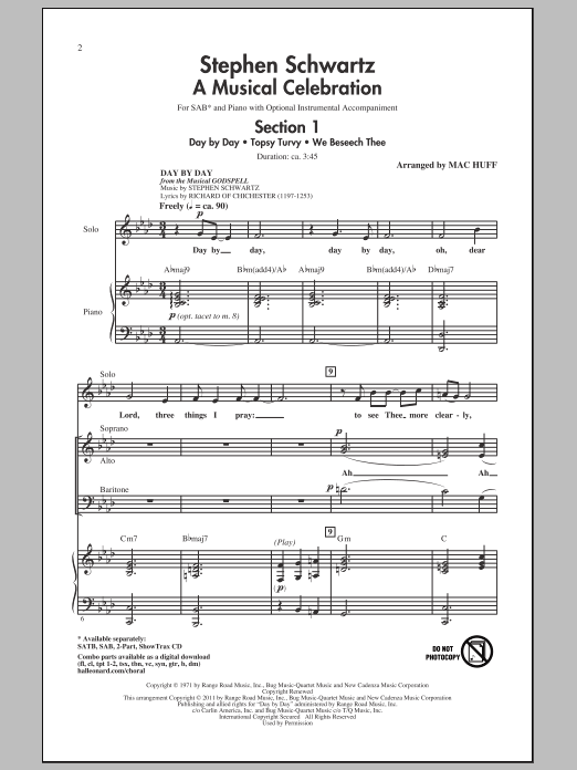 Download Stephen Schwartz A Musical Celebration (arr. Mac Huff) Sheet Music