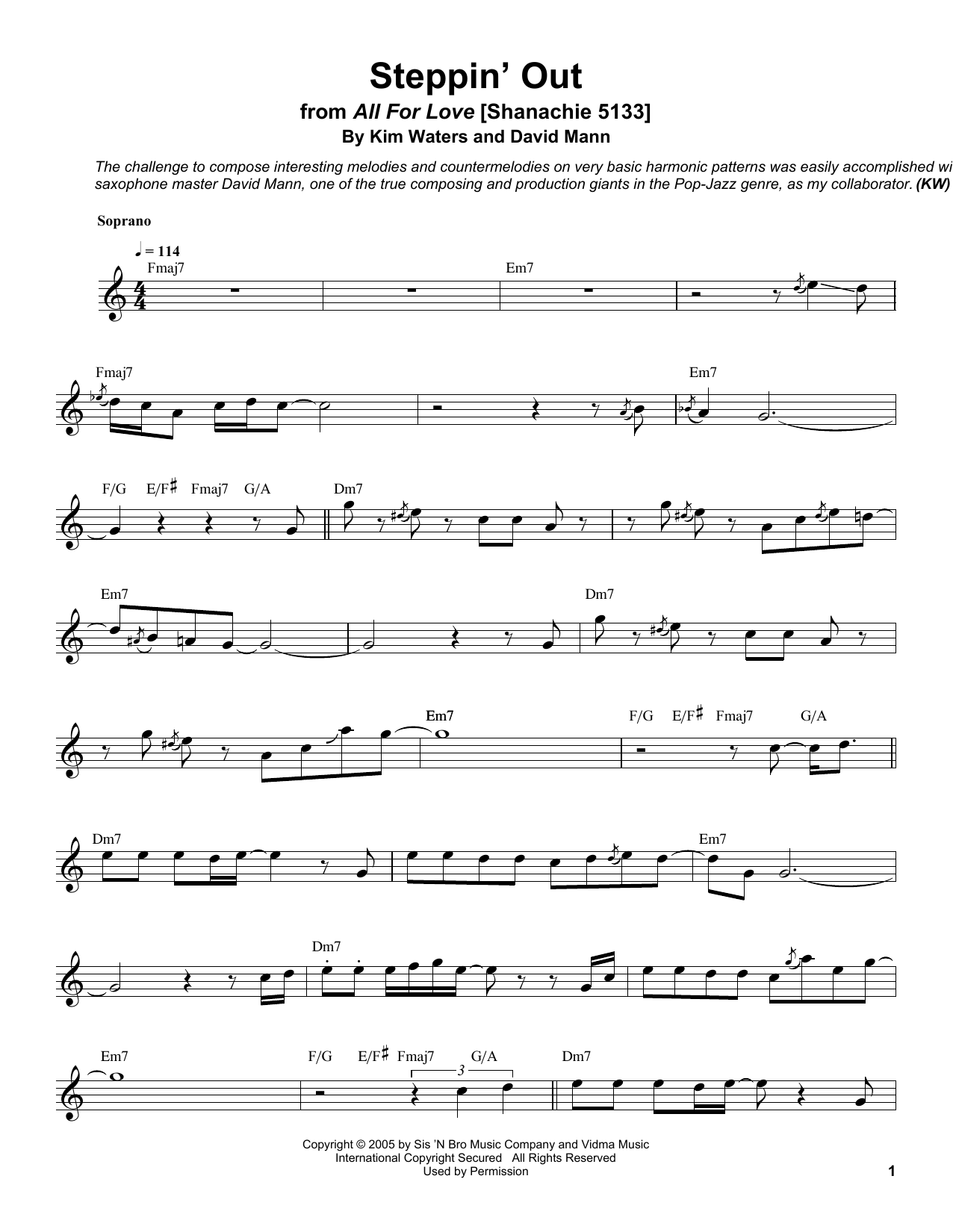 Download Kim Waters Steppin' Out Sheet Music