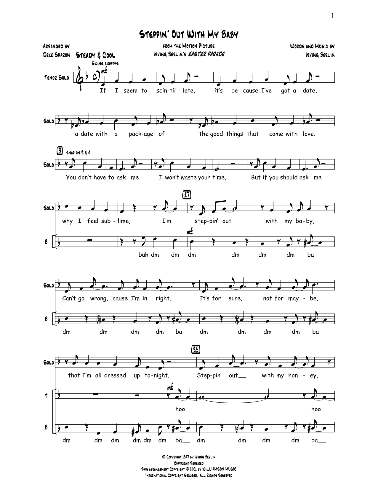 Download Deke Sharon Steppin' Out With My Baby Sheet Music