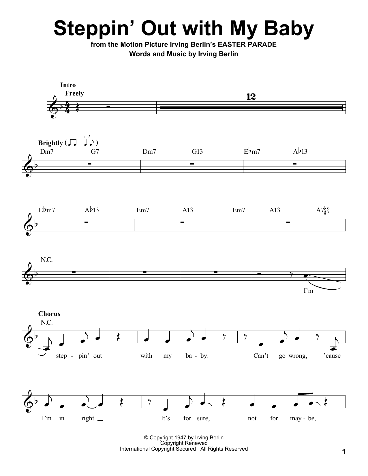Download Irving Berlin Steppin' Out With My Baby Sheet Music