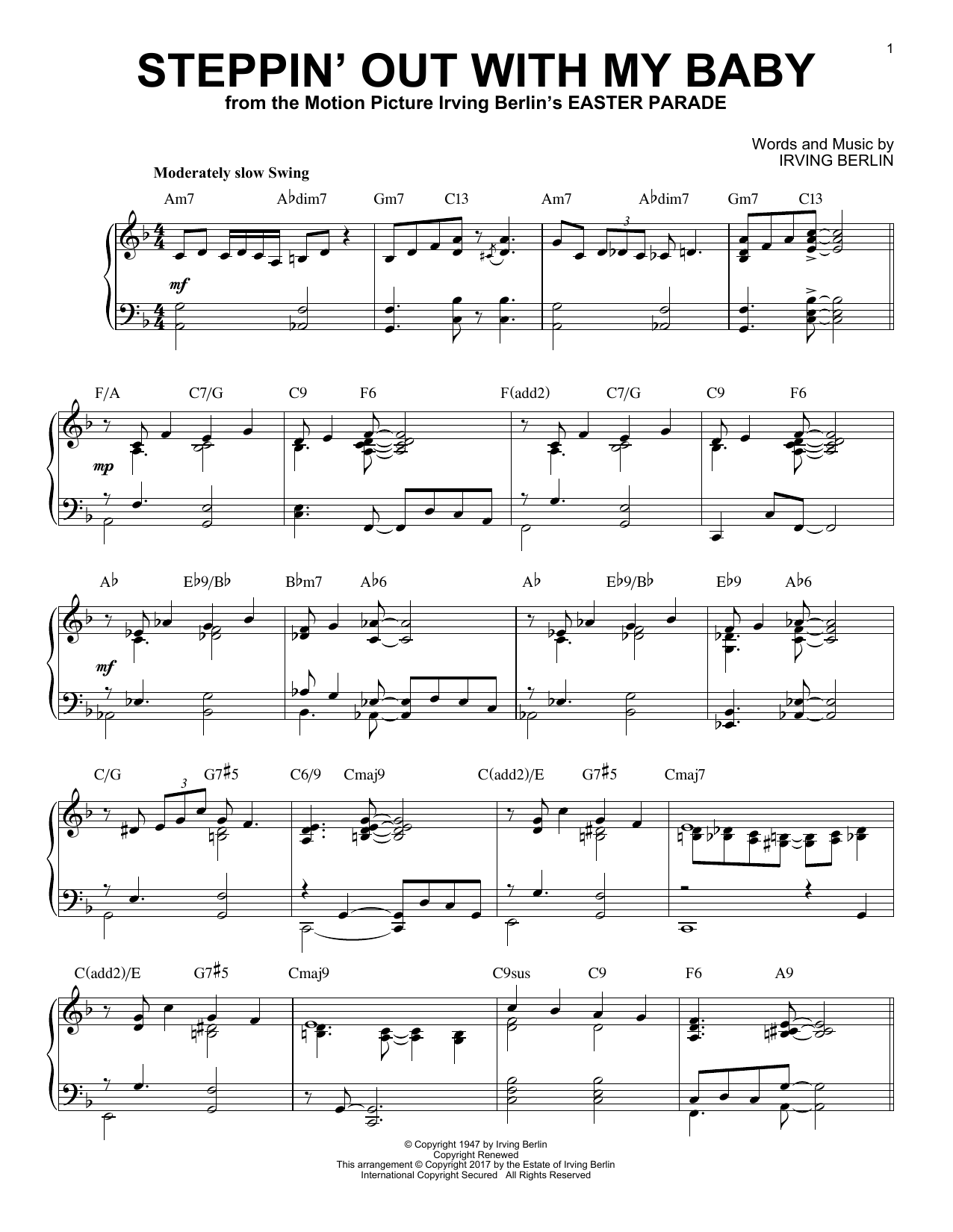 Download Irving Berlin Steppin' Out With My Baby [Jazz version Sheet Music