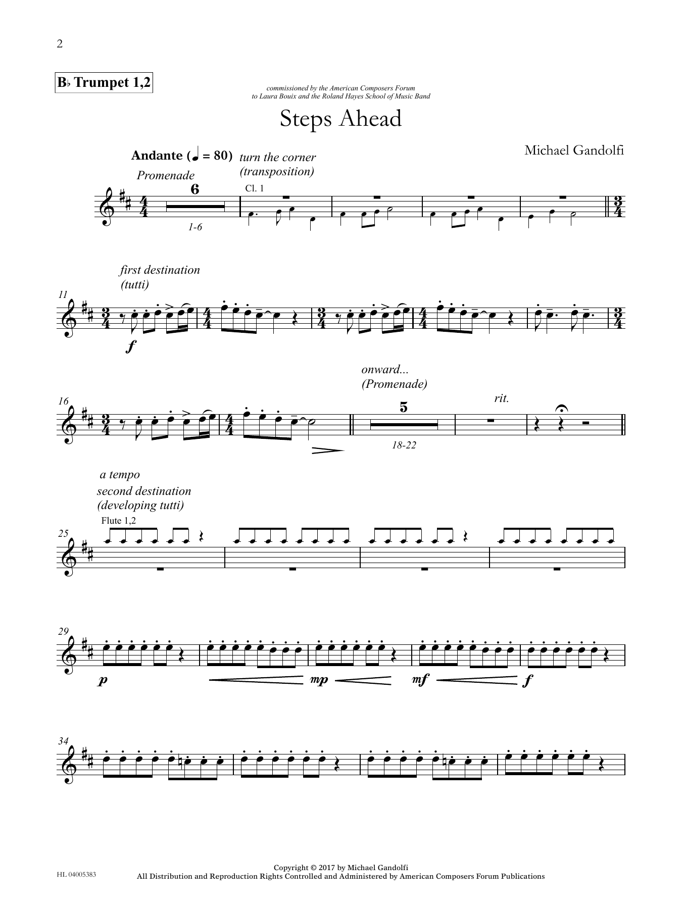 Download Michael Gandolfi Steps Ahead - Bb Trumpet 1,2 Sheet Music