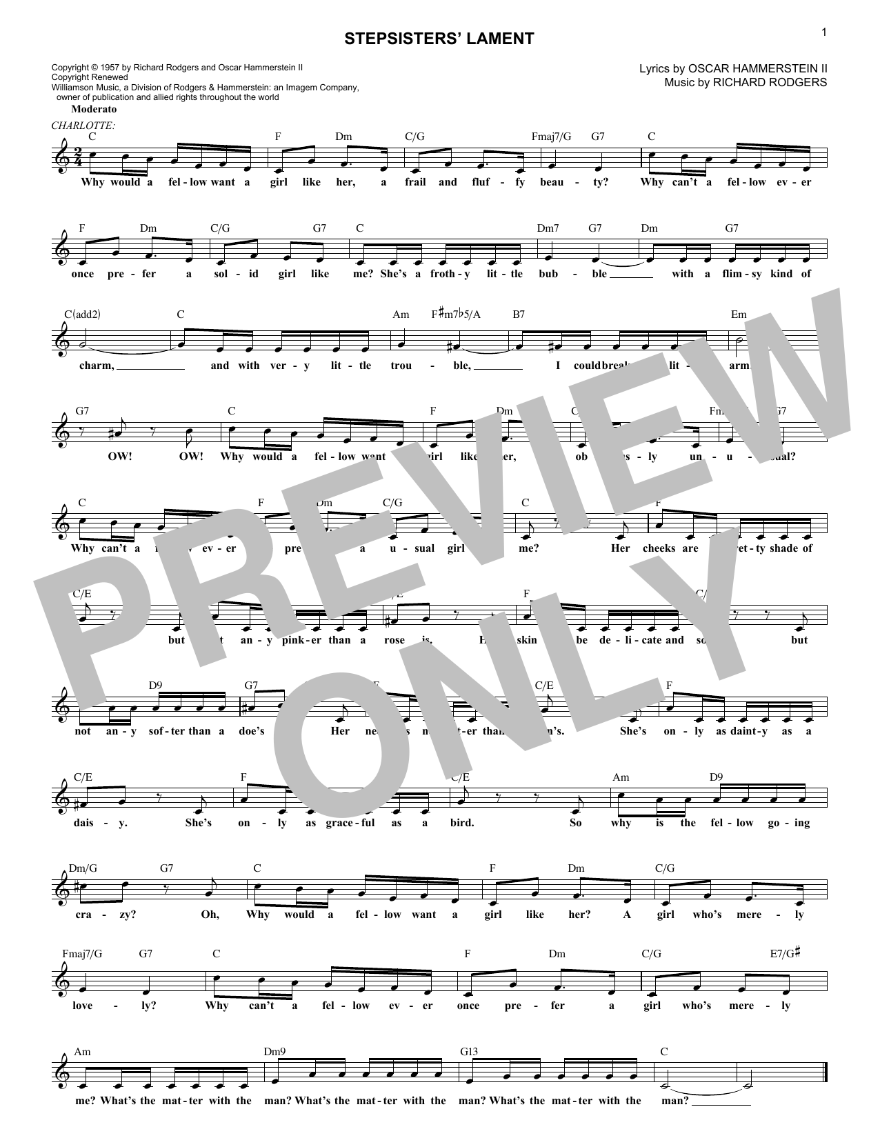 Download Rodgers & Hammerstein Stepsisters' Lament Sheet Music