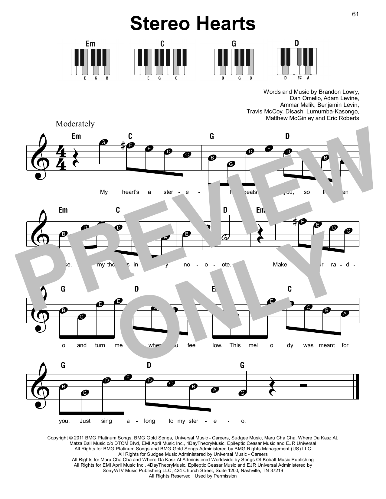 Download Gym Class Heroes Stereo Hearts (feat. Adam Levine) Sheet Music