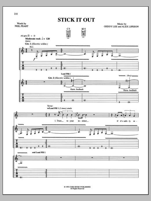 Download Rush Stick It Out Sheet Music