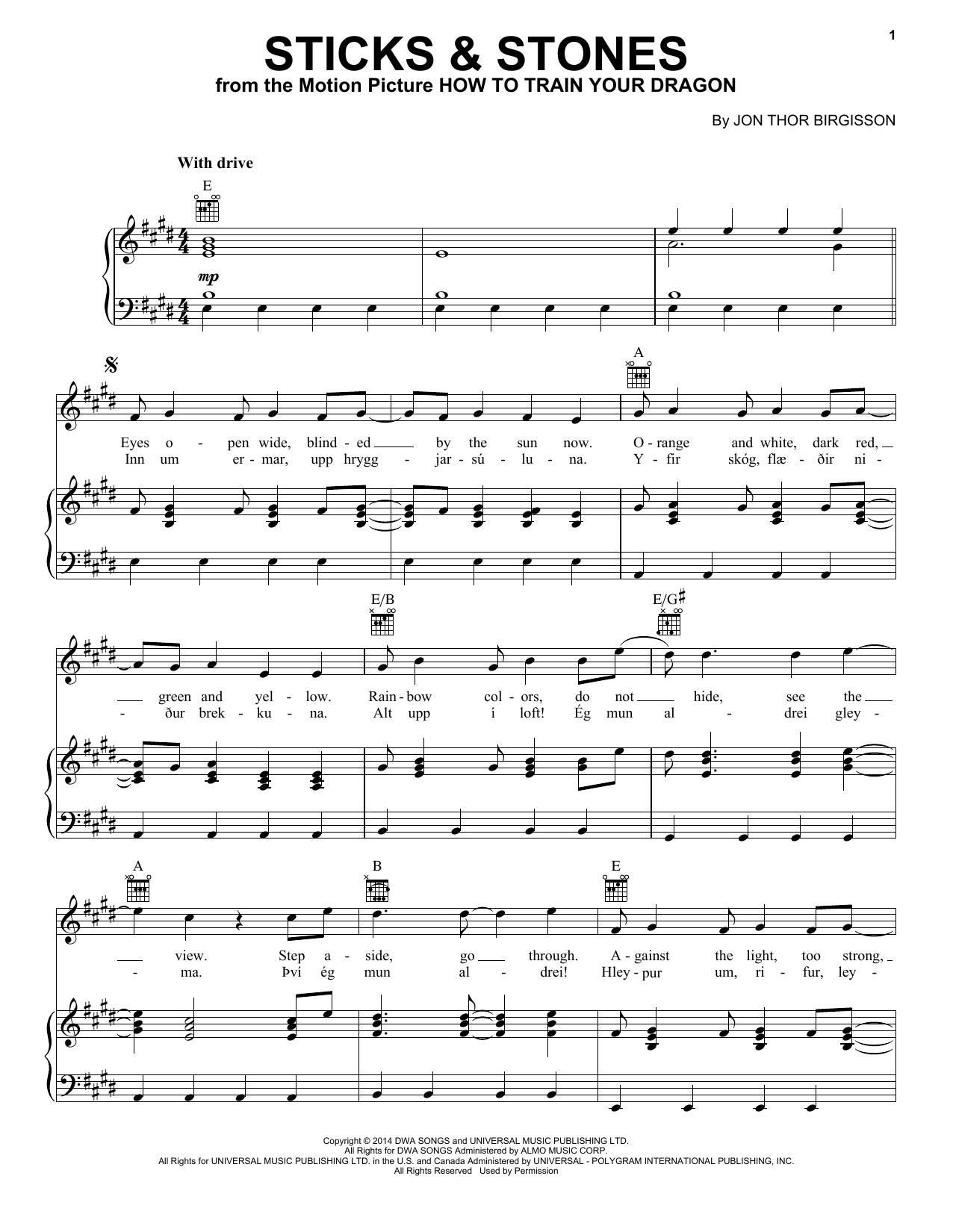 Download John Powell Sticks & Stones (from How to Train Your Sheet Music