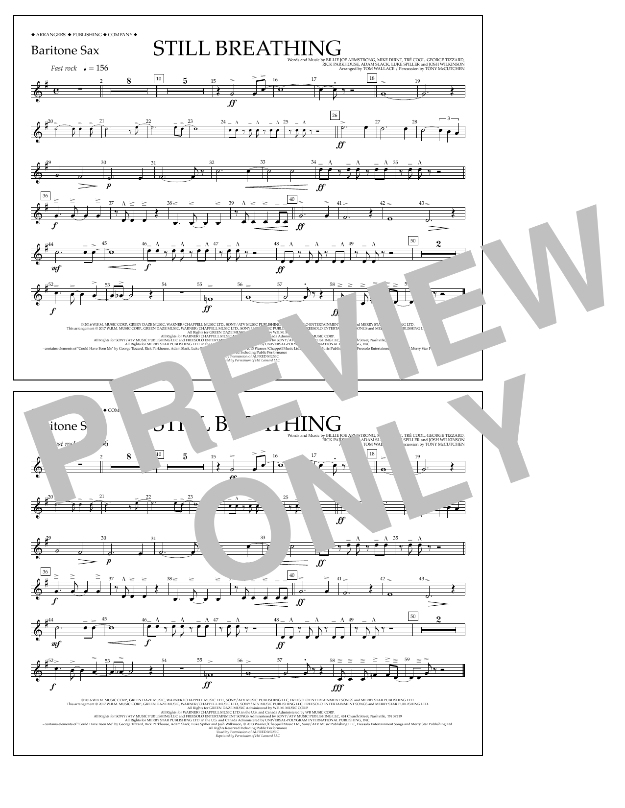 Download Tom Wallace Still Breathing - Baritone Sax Sheet Music