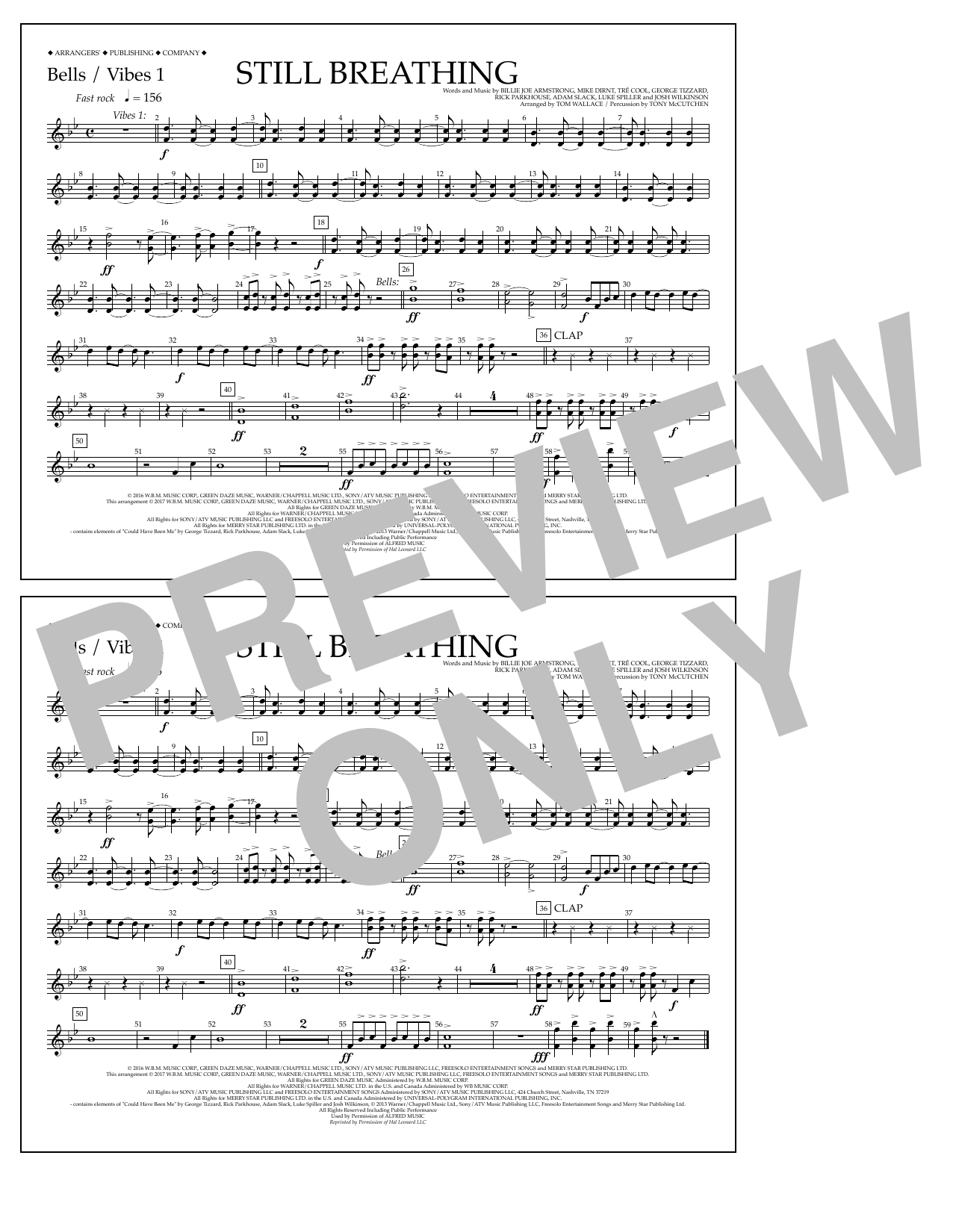 Download Tom Wallace Still Breathing - Bells/Vibes 1 Sheet Music
