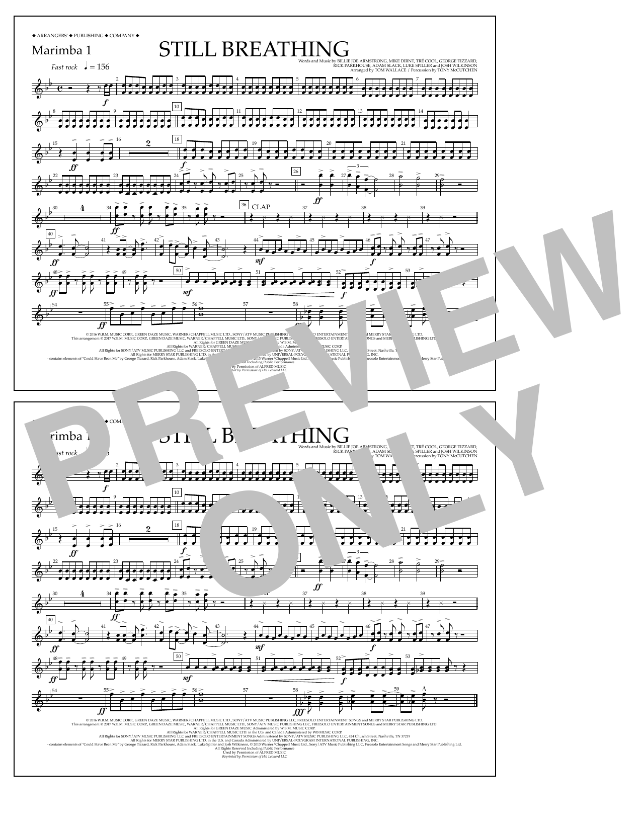 Download Tom Wallace Still Breathing - Marimba 1 Sheet Music