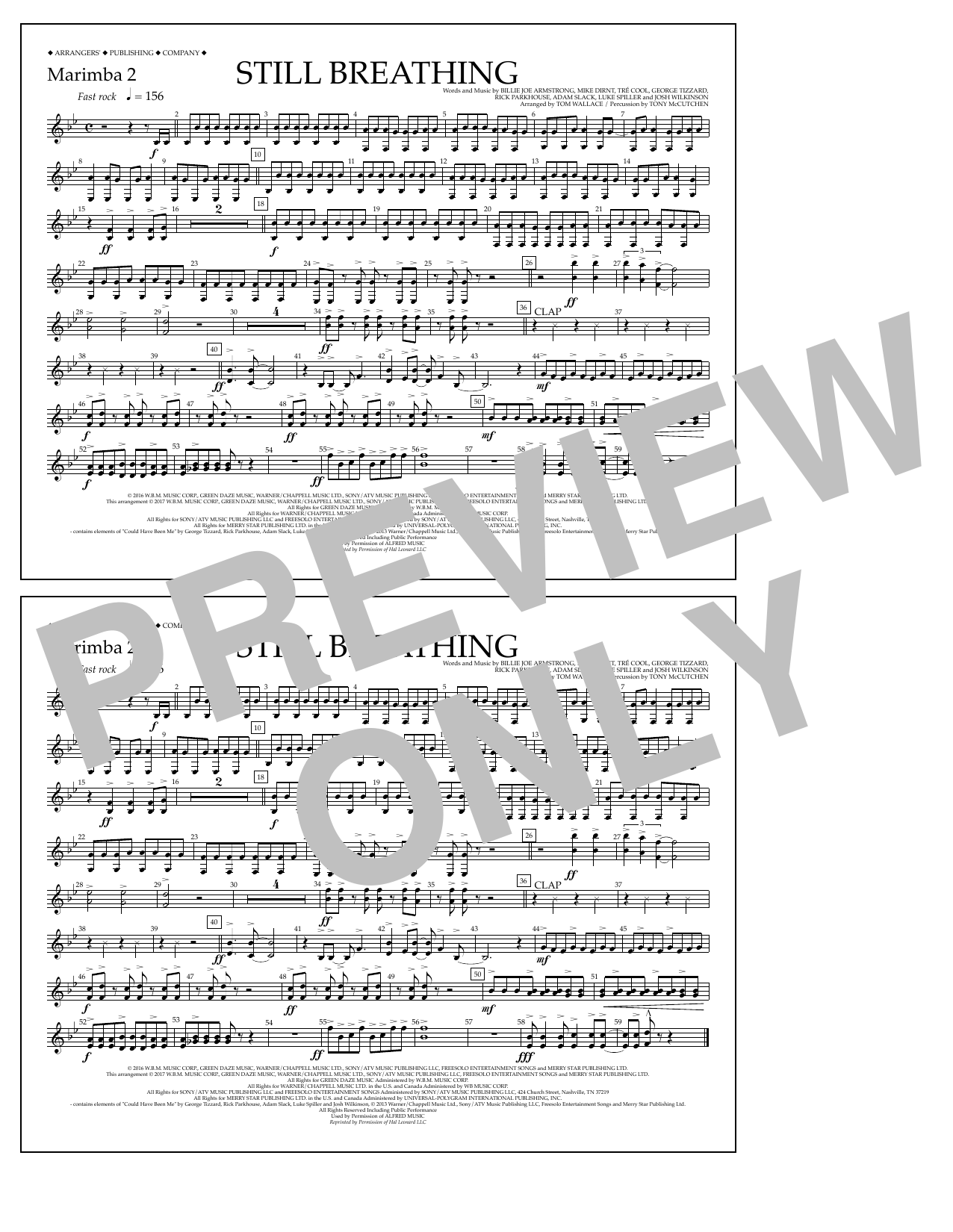Download Tom Wallace Still Breathing - Marimba 2 Sheet Music