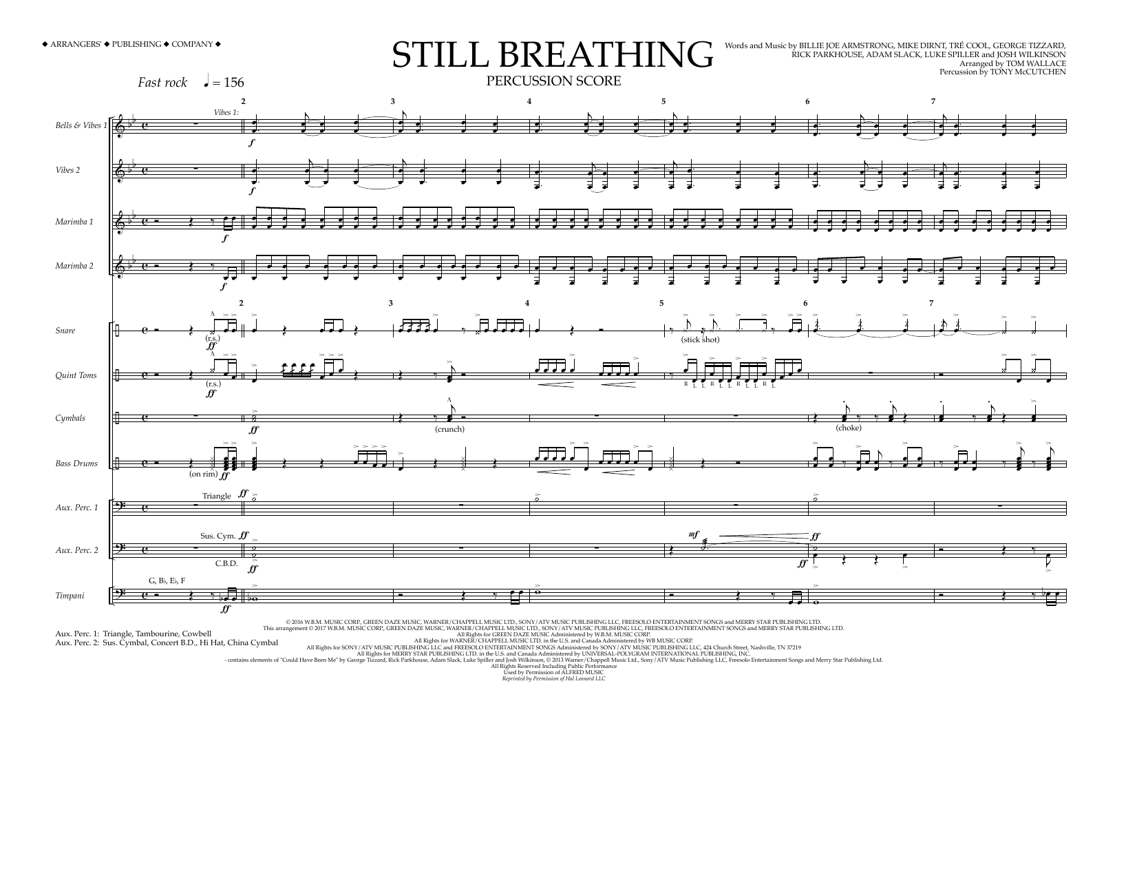 Download Tom Wallace Still Breathing - Percussion Score Sheet Music