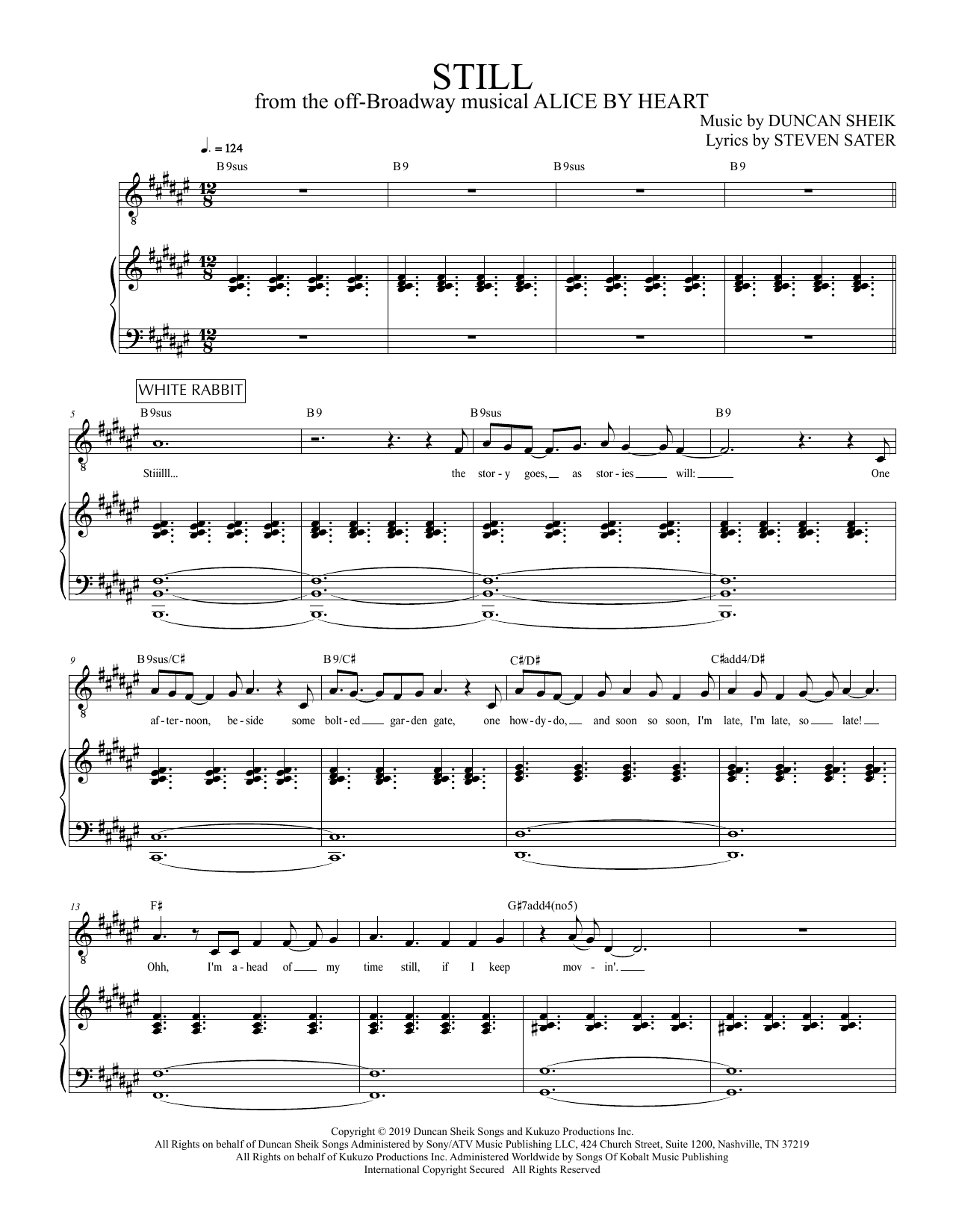 Download Duncan Sheik and Steven Sater Still (from Alice By Heart) Sheet Music