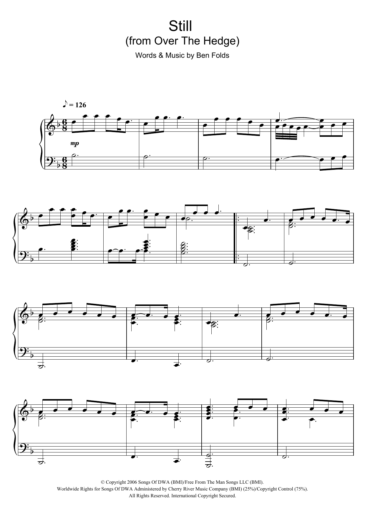 Download Ben Folds Still (from 'Over The Hedge') Sheet Music