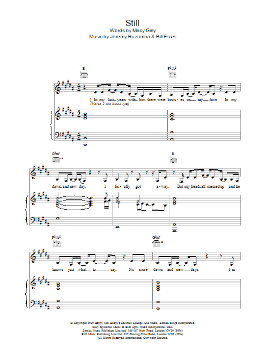 Macy Gray Still sheet music notes printable PDF score