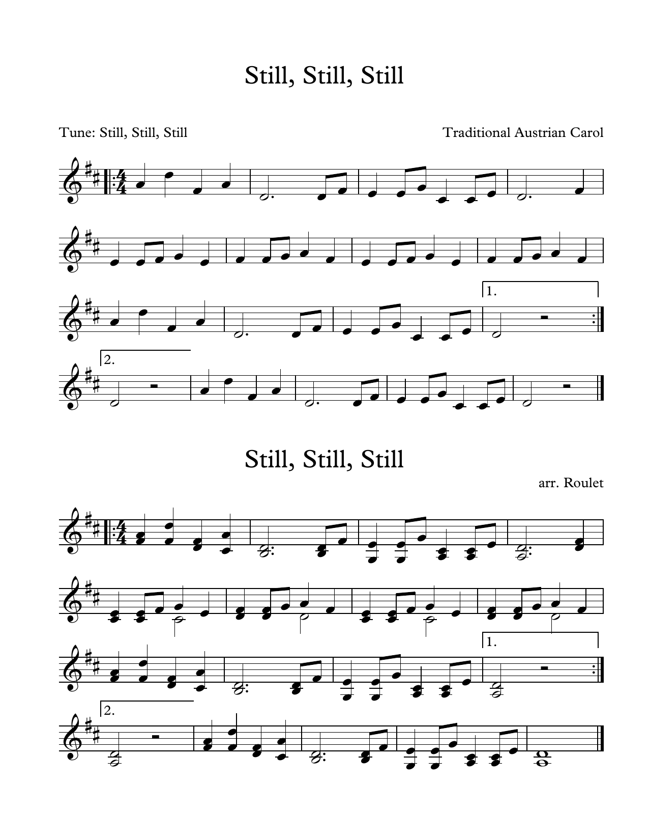 Download Traditional Austrian Carol Still, Still, Still (arr. Patrick Roule Sheet Music
