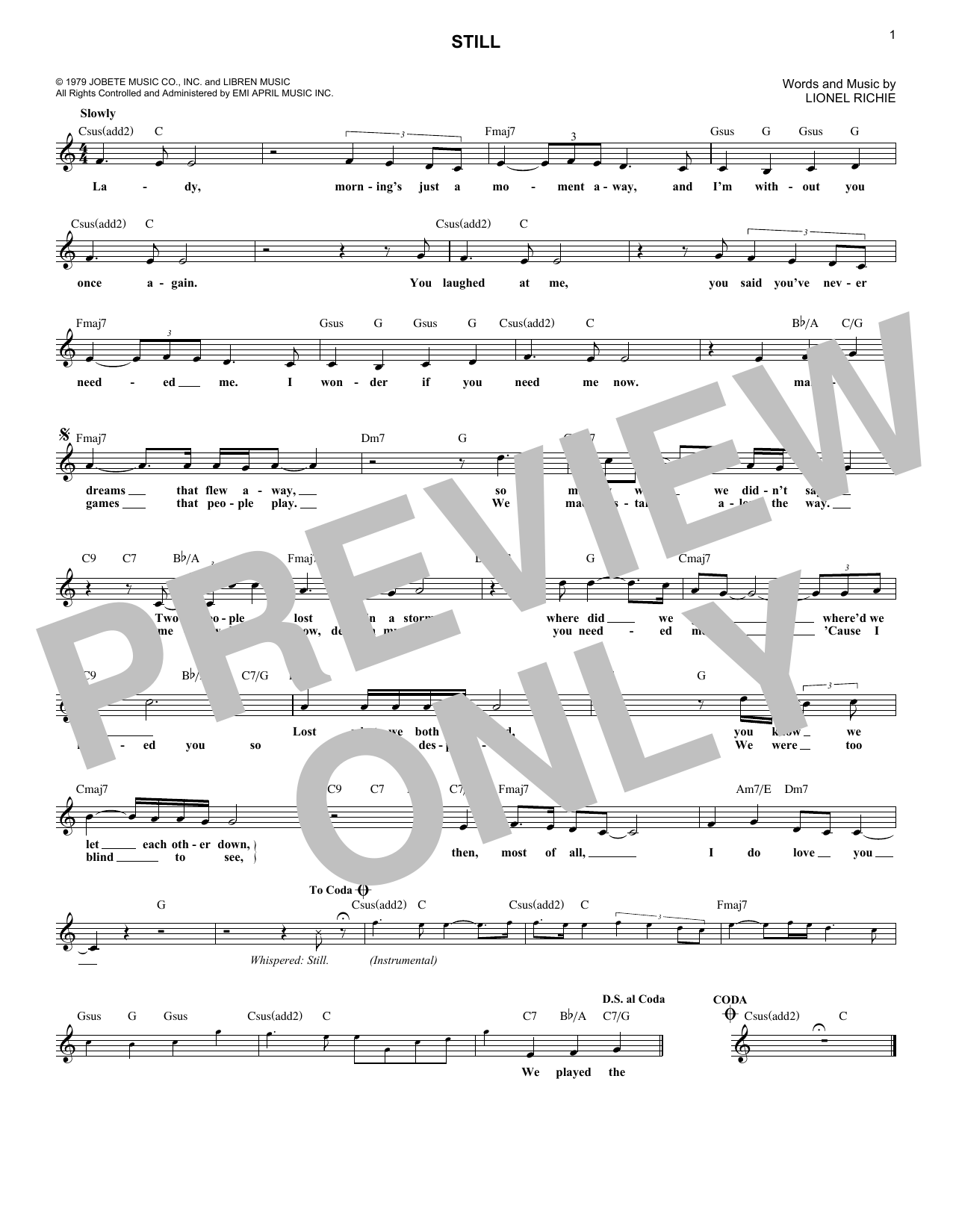 Download The Commodores Still Sheet Music