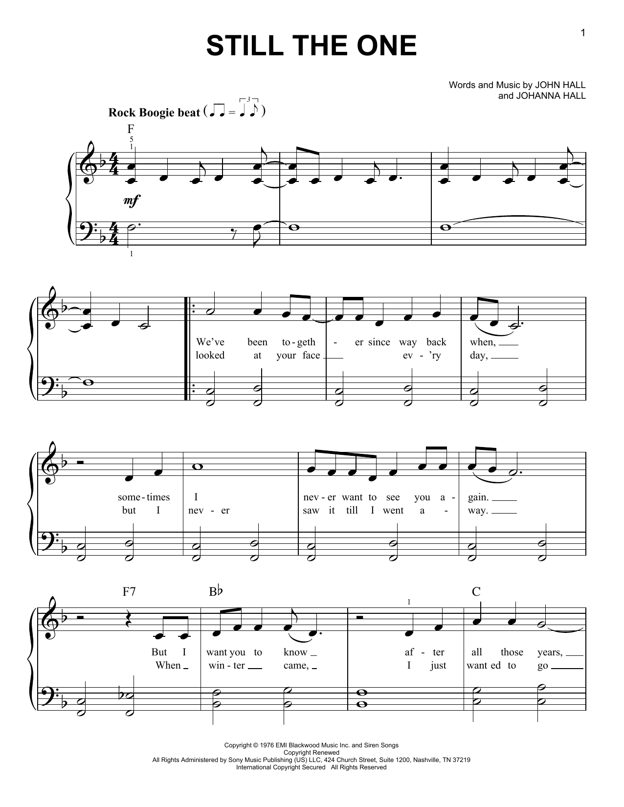 Download Orleans Still The One Sheet Music