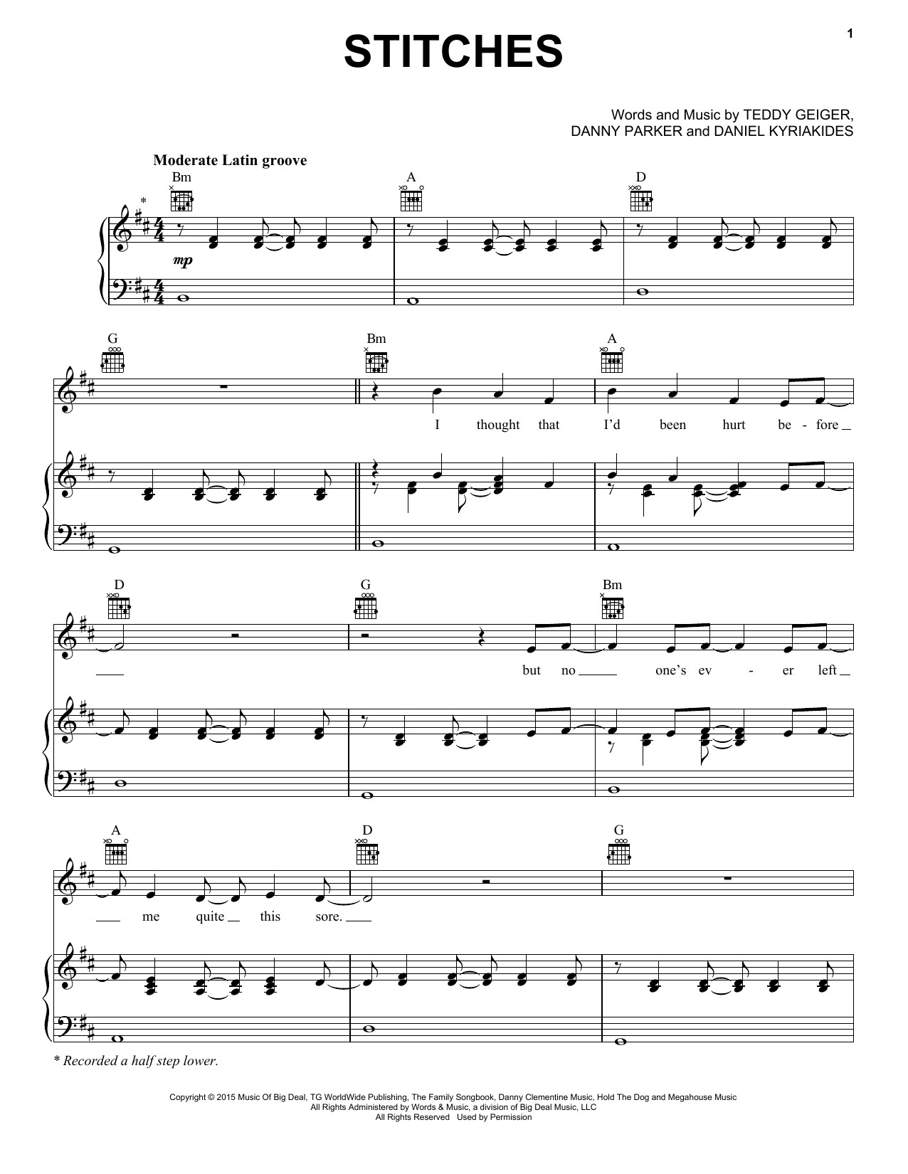 Download Shawn Mendes Stitches Sheet Music