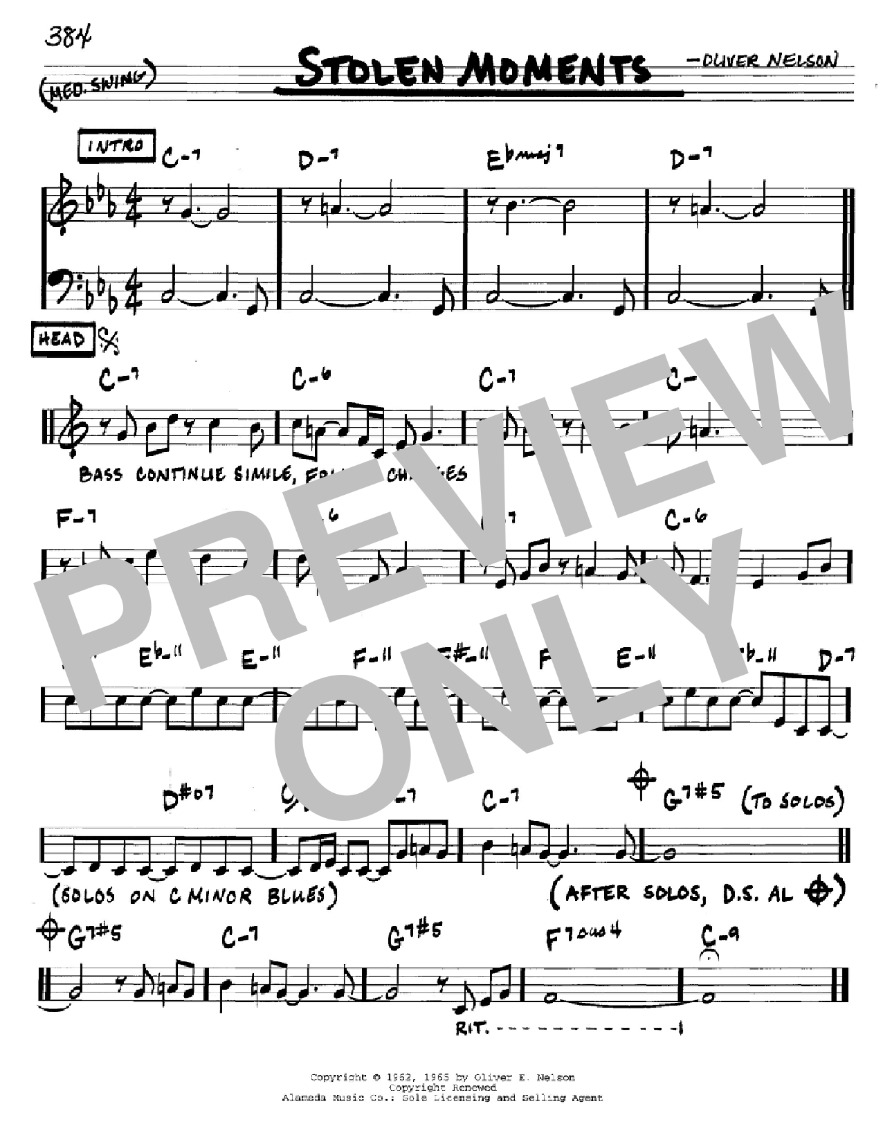 Download Oliver Nelson Stolen Moments Sheet Music