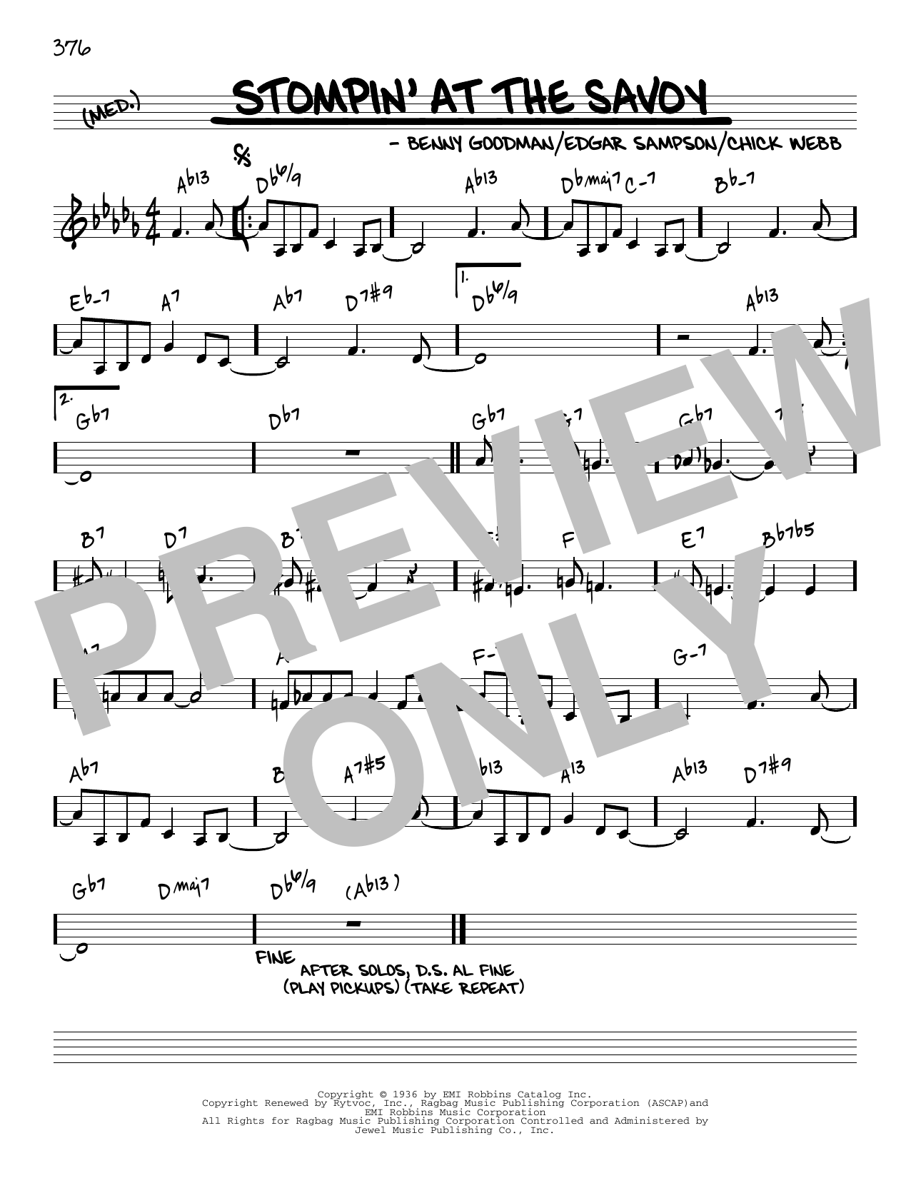Download Benny Goodman Stompin' At The Savoy [Reharmonized ver Sheet Music