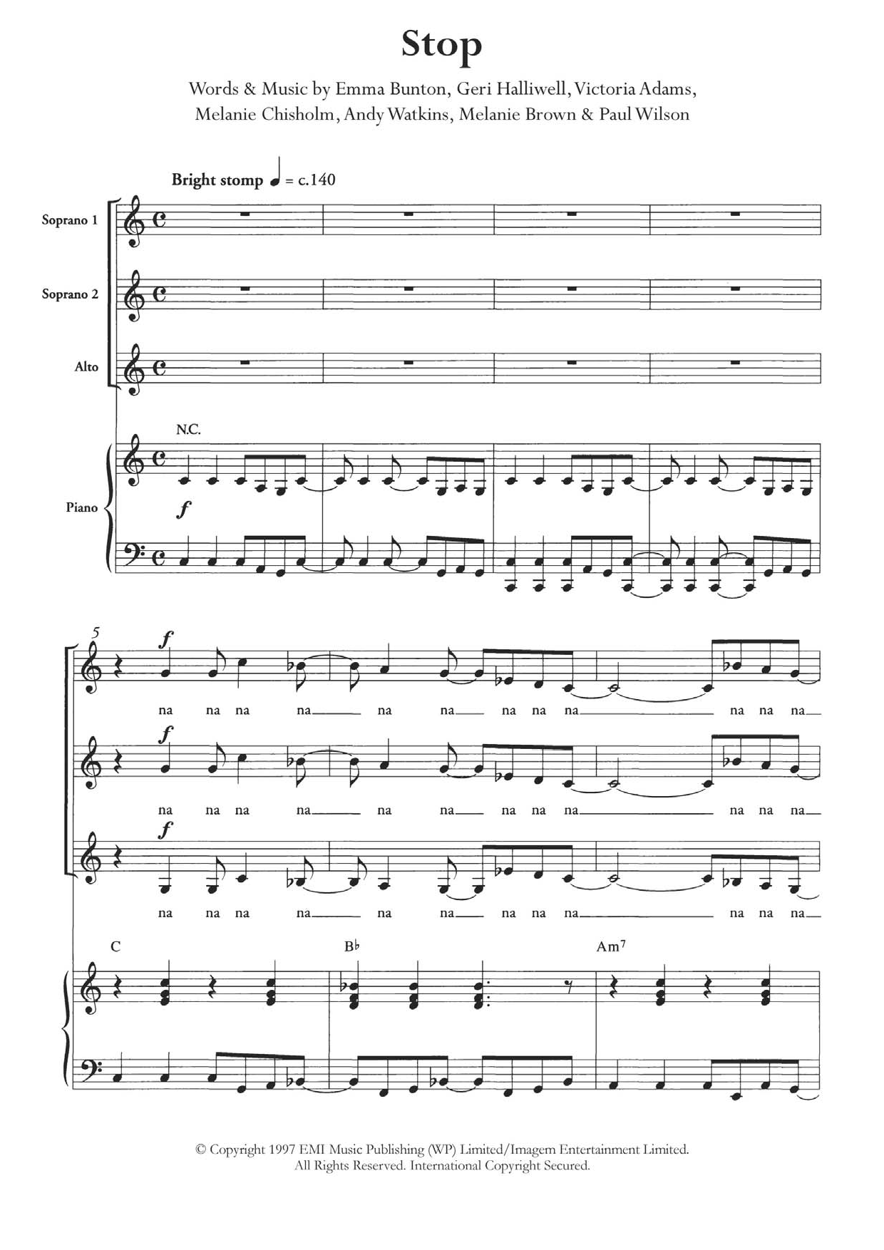 Download The Spice Girls Stop (arr. Berty Rice) Sheet Music