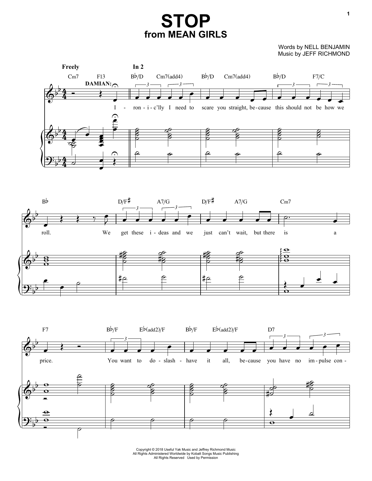 Download Jeff Richmond & Nell Benjamin Stop (from Mean Girls: The Broadway Mus Sheet Music