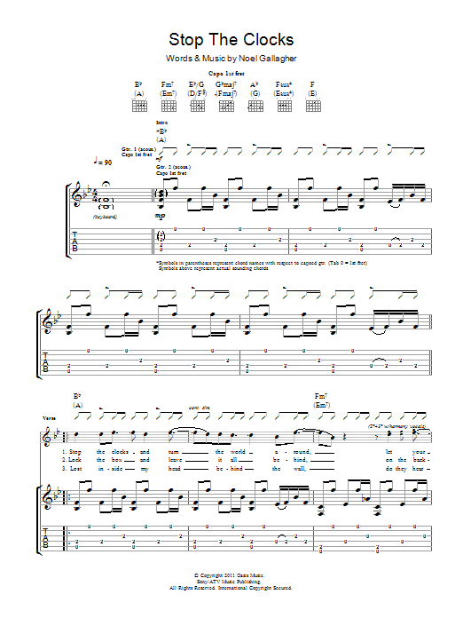 Download Noel Gallagher's High Flying Birds Stop The Clocks Sheet Music