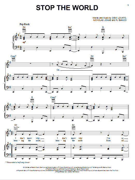 Download Demi Lovato Stop The World Sheet Music