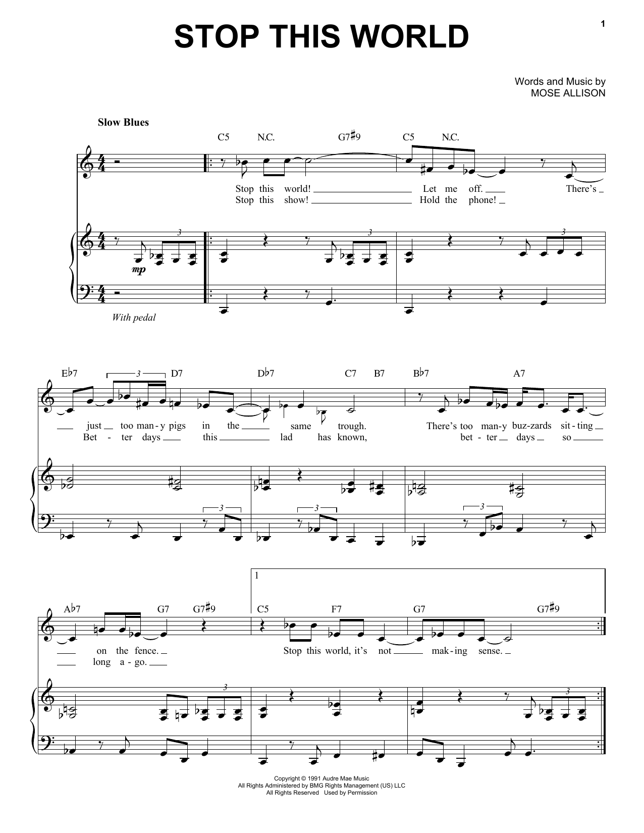 Download Mose Allison Stop This World Sheet Music
