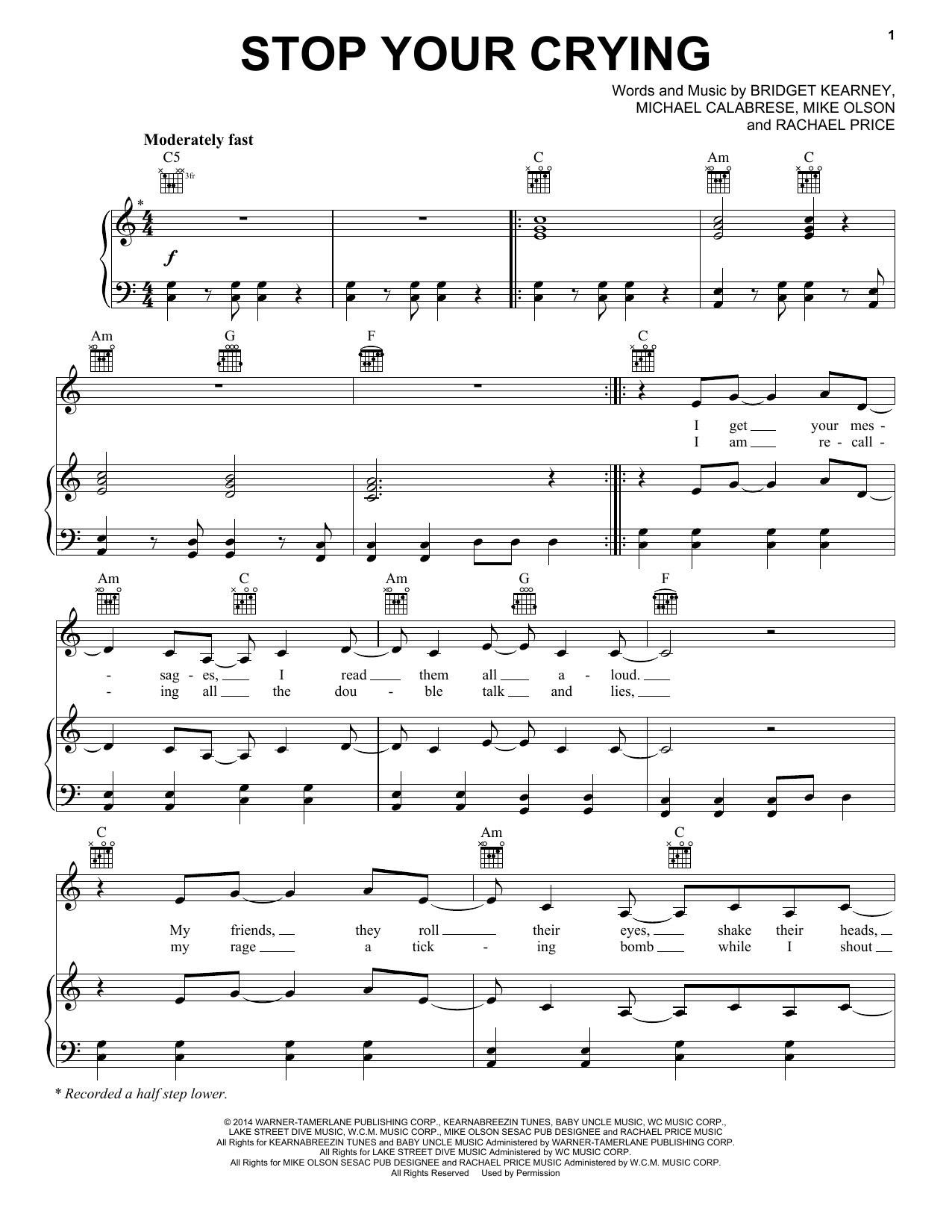 Download Lake Street Dive Stop Your Crying Sheet Music