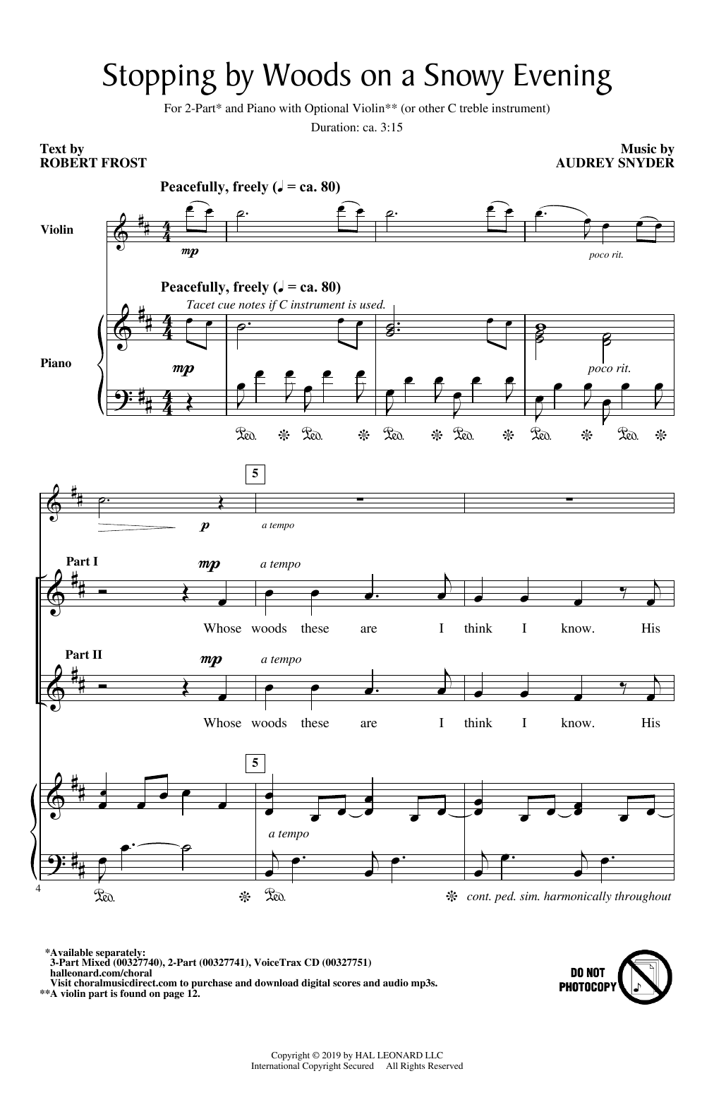 Download Audrey Snyder Stopping By Woods On A Snowy Evening Sheet Music