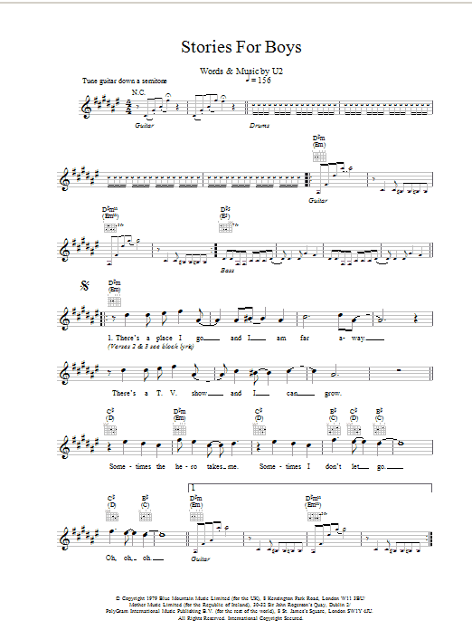 Download U2 Stories For Boys Sheet Music