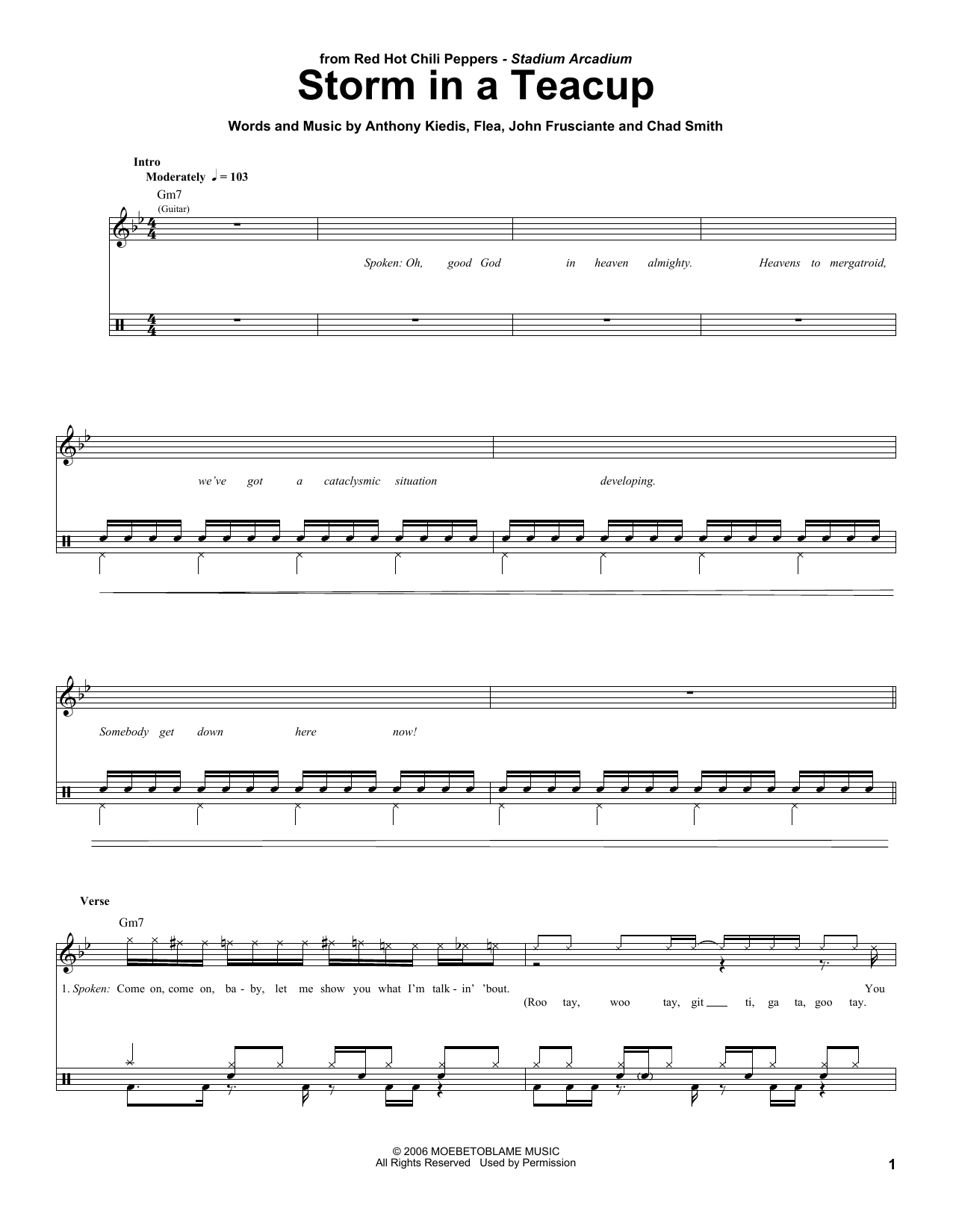 Download Red Hot Chili Peppers Storm In A Teacup Sheet Music