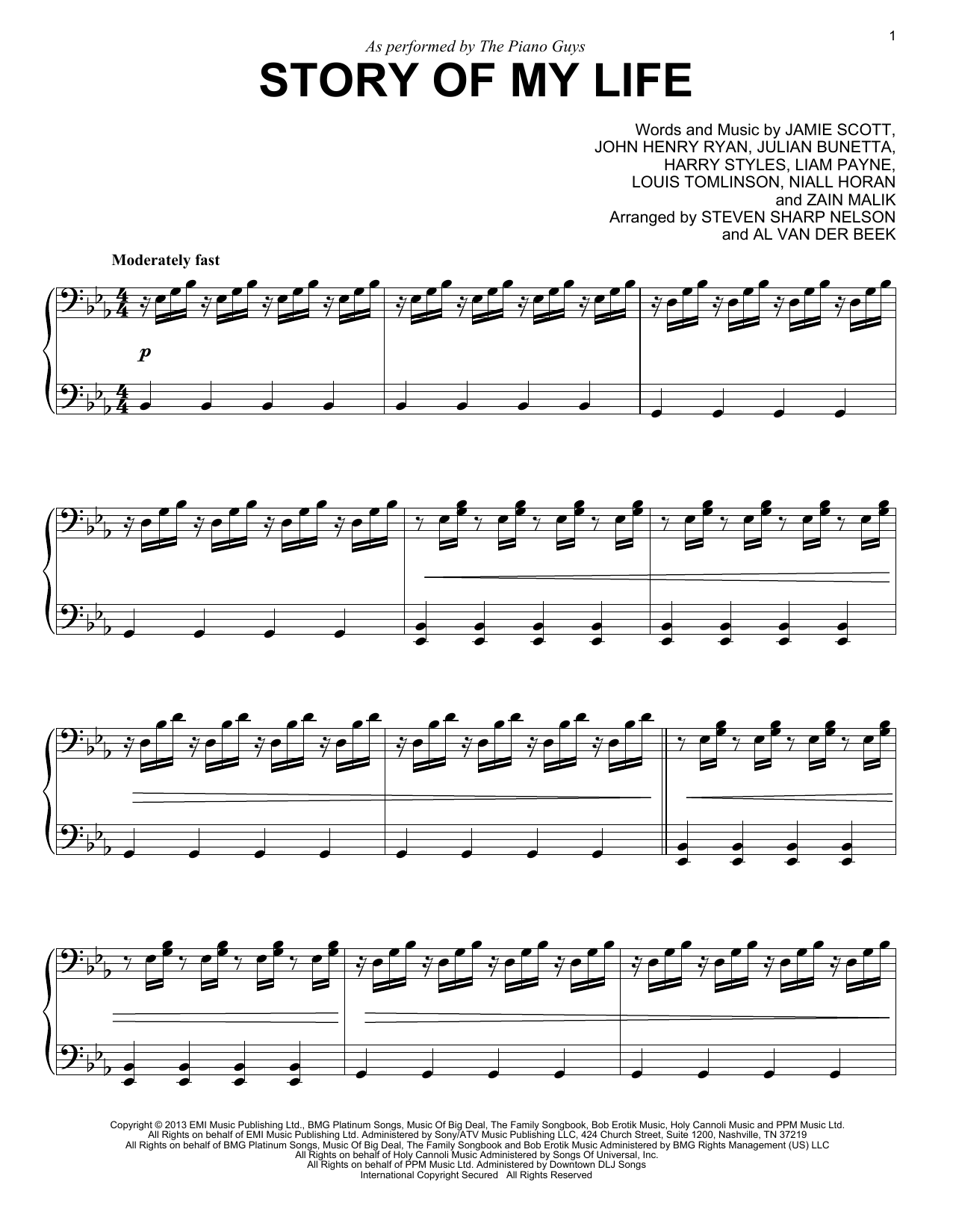 Download The Piano Guys Story Of My Life Sheet Music