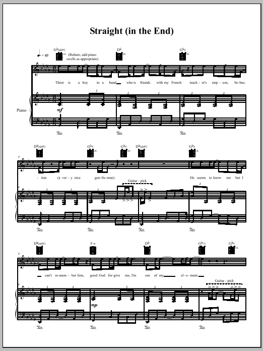 Download Amanda Palmer Straight (In The End) Sheet Music