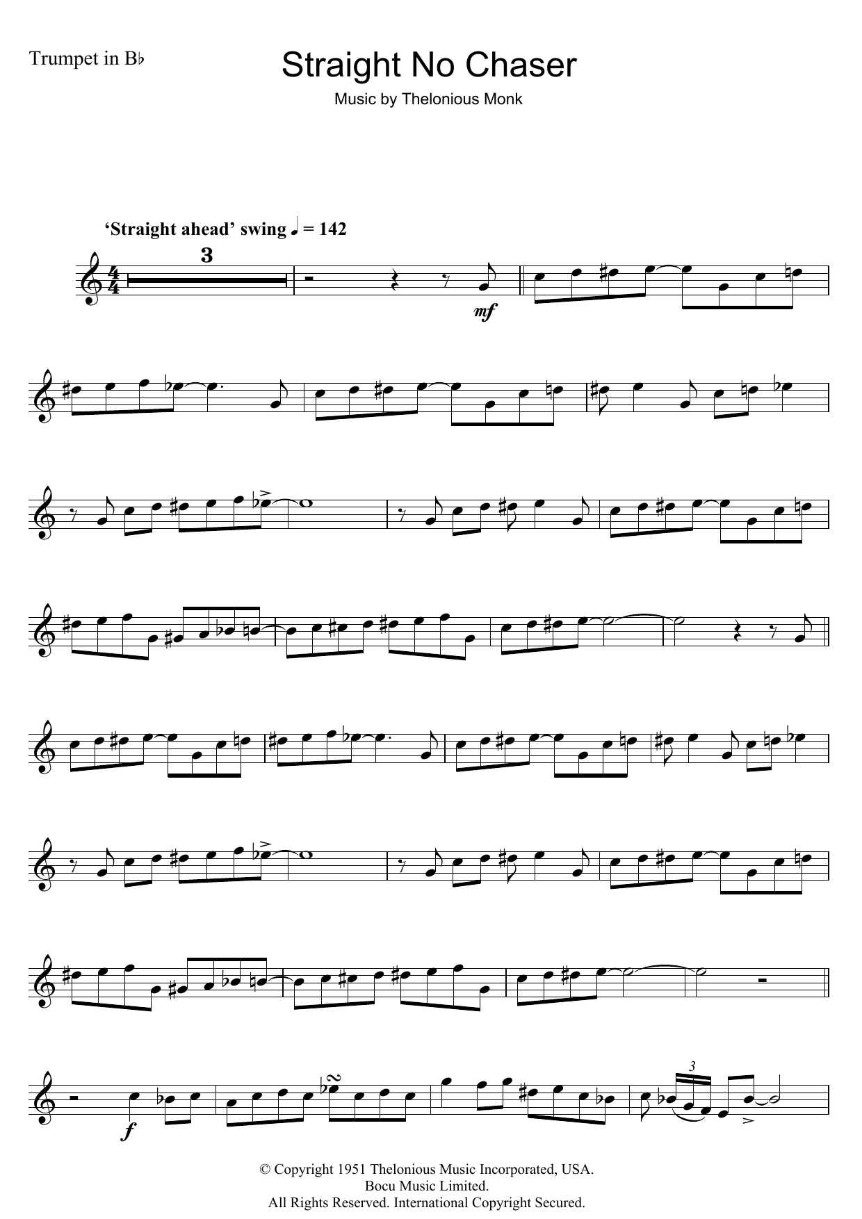 Download Thelonious Monk Straight No Chaser Sheet Music
