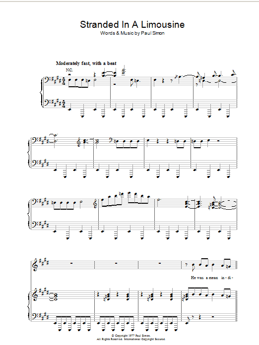 Download Paul Simon Stranded In A Limousine Sheet Music