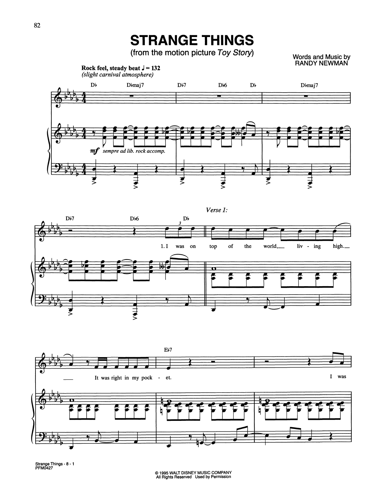 Download Randy Newman Strange Things (from Toy Story) Sheet Music
