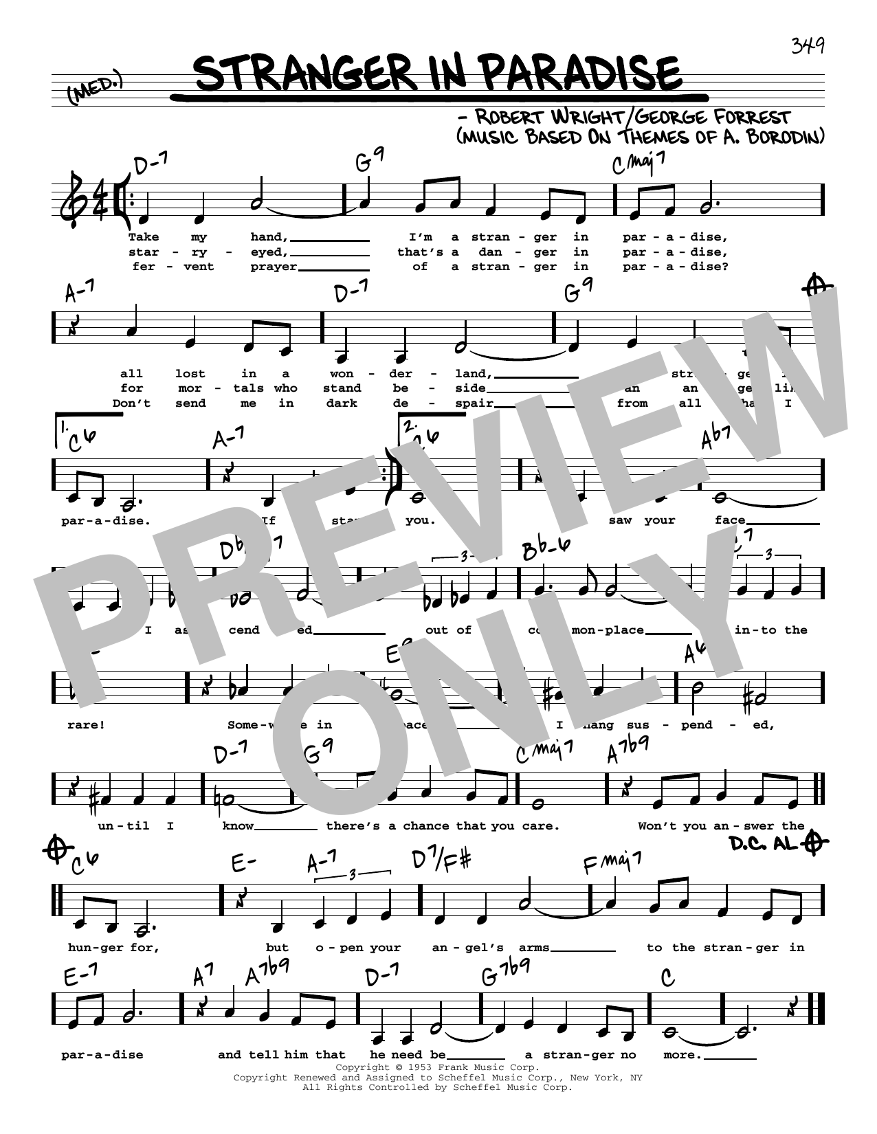 George Forrest Stranger In Paradise (Low Voice) sheet music notes printable PDF score