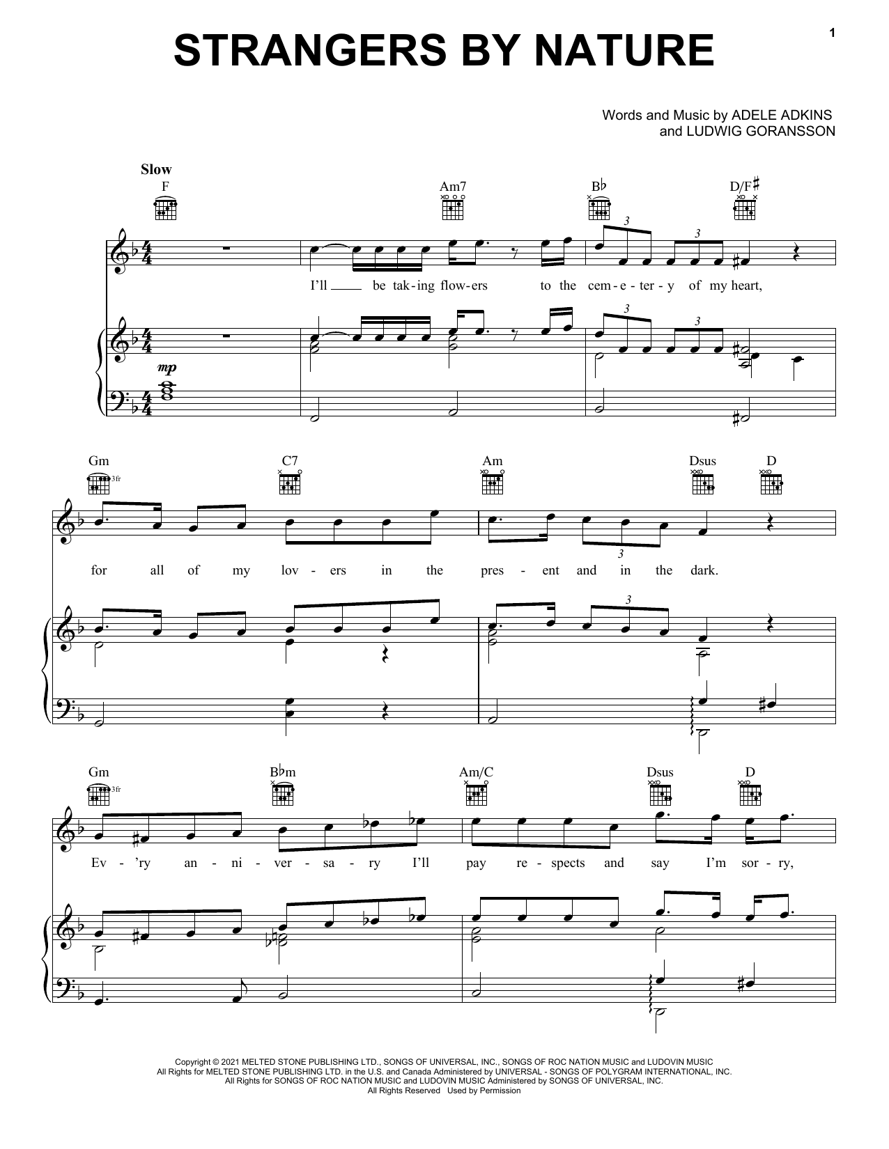 Download Adele Strangers By Nature Sheet Music