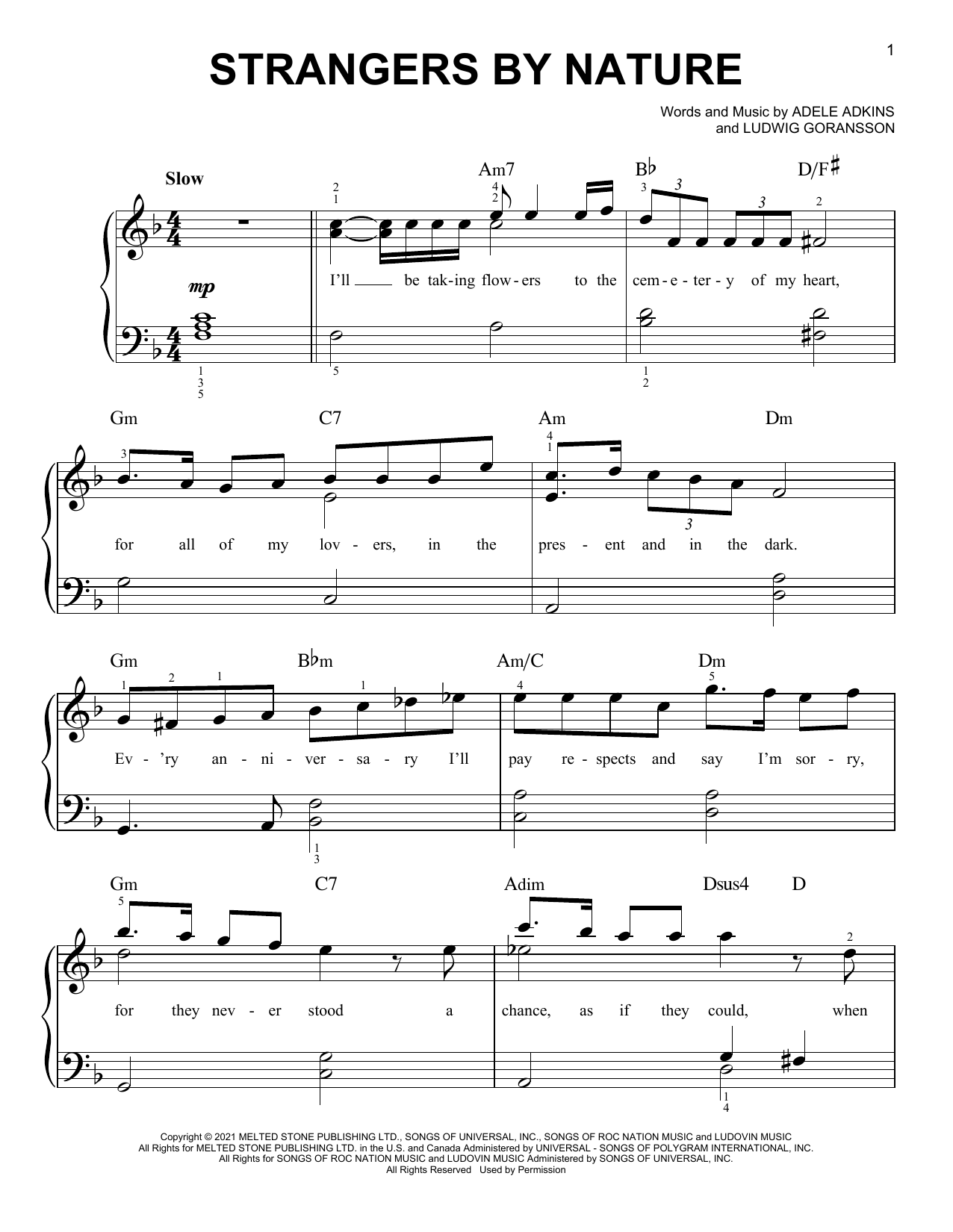 Download Adele Strangers By Nature Sheet Music
