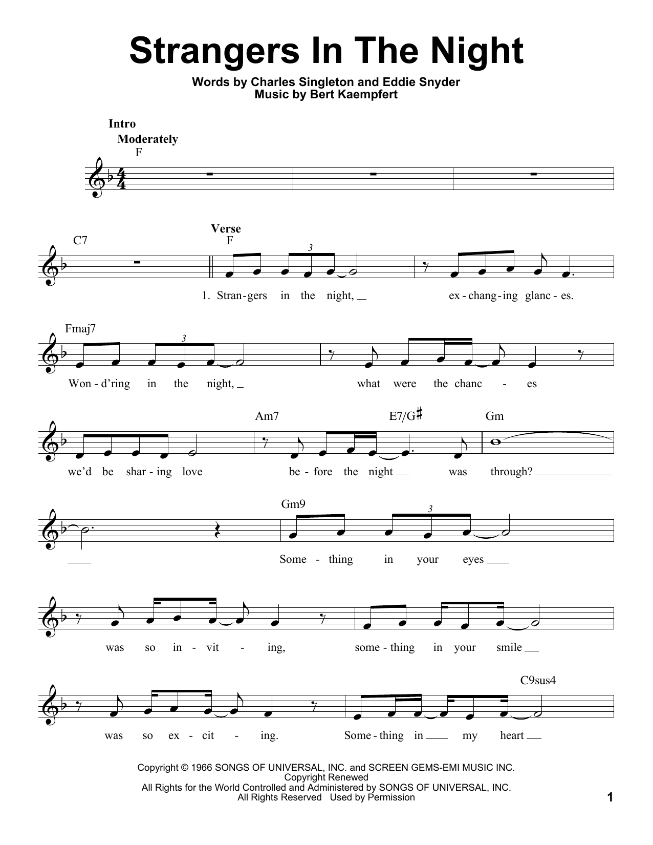 Download Frank Sinatra Strangers In The Night Sheet Music
