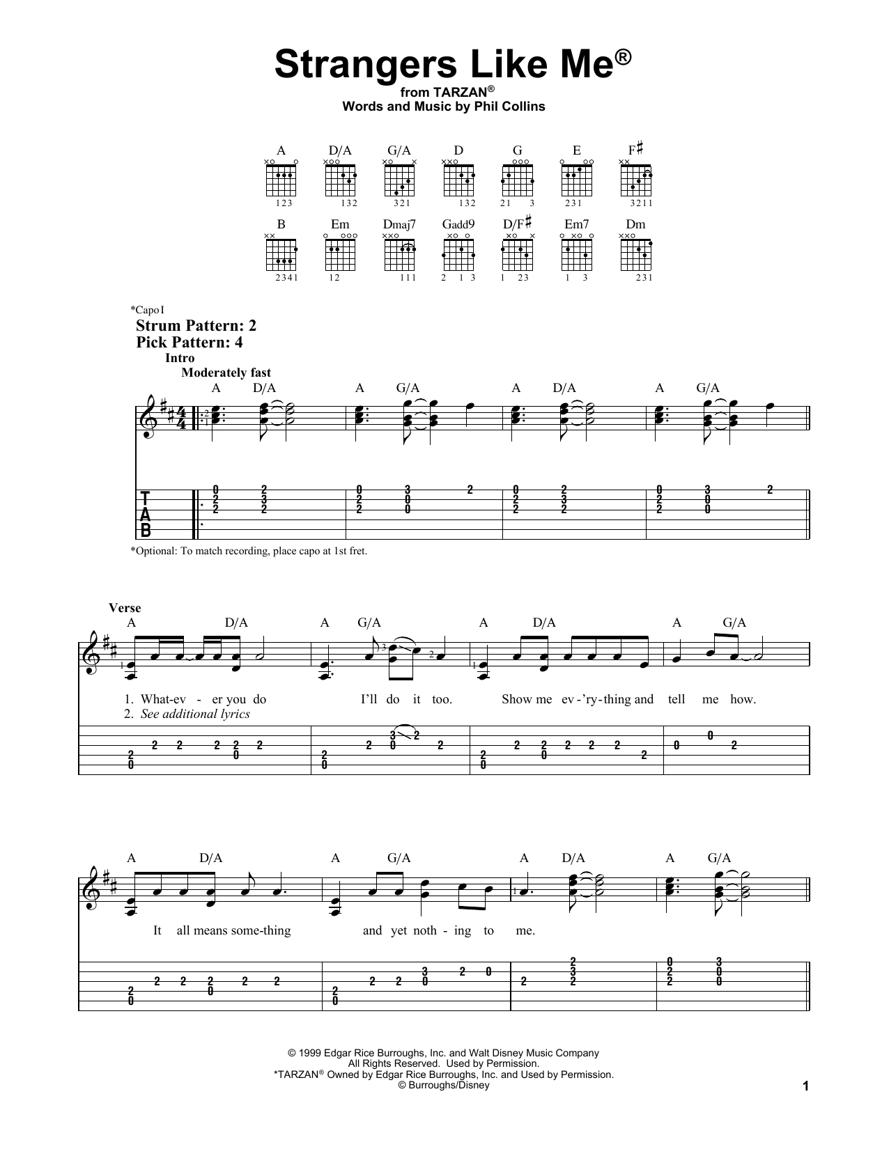 Download Phil Collins Strangers Like Me (from Tarzan) Sheet Music