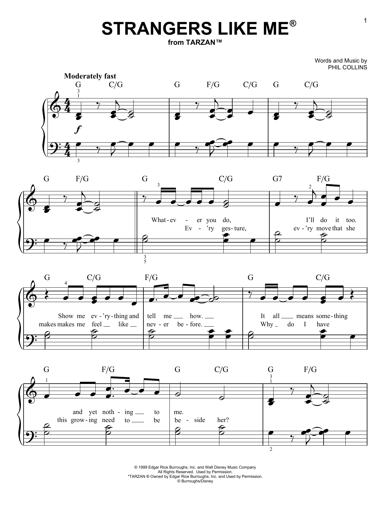 Download Phil Collins Strangers Like Me (from Tarzan) Sheet Music