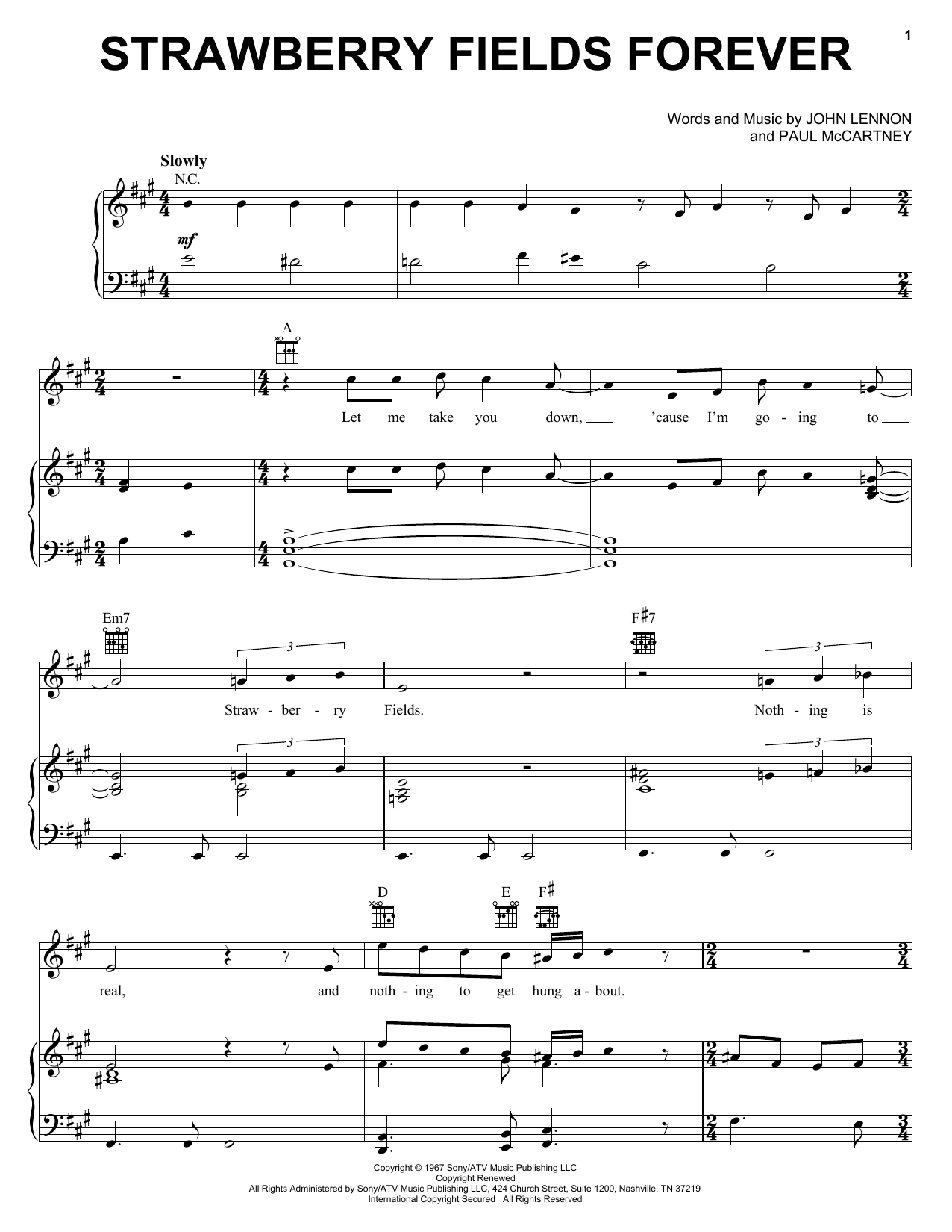Download The Beatles Strawberry Fields Forever Sheet Music