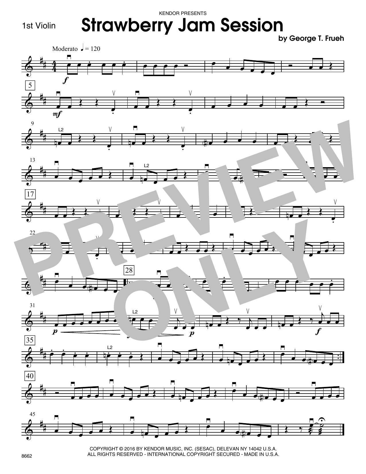 Download George T. Frueh Strawberry Jam Session - 1st Violin Sheet Music