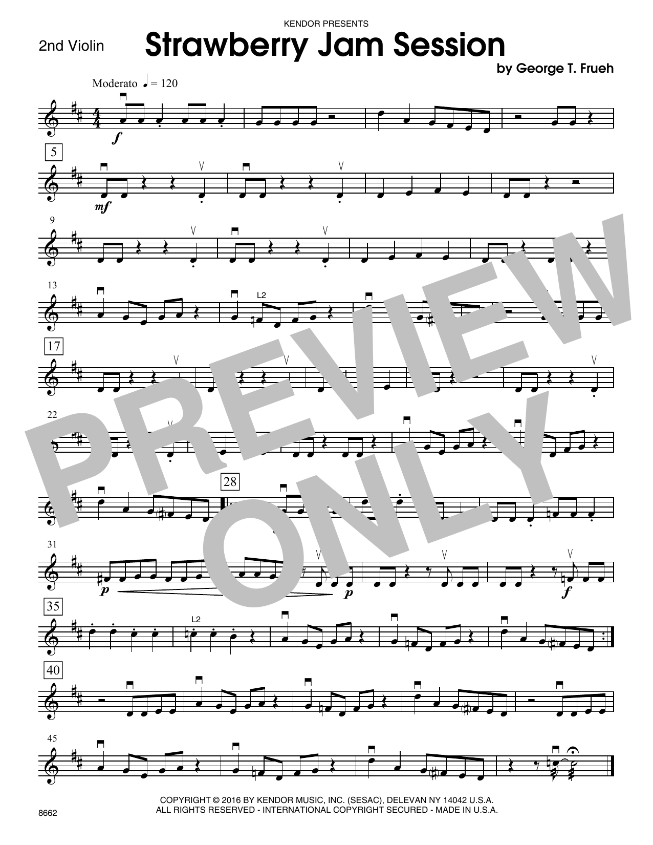 Download George T. Frueh Strawberry Jam Session - 2nd Violin Sheet Music