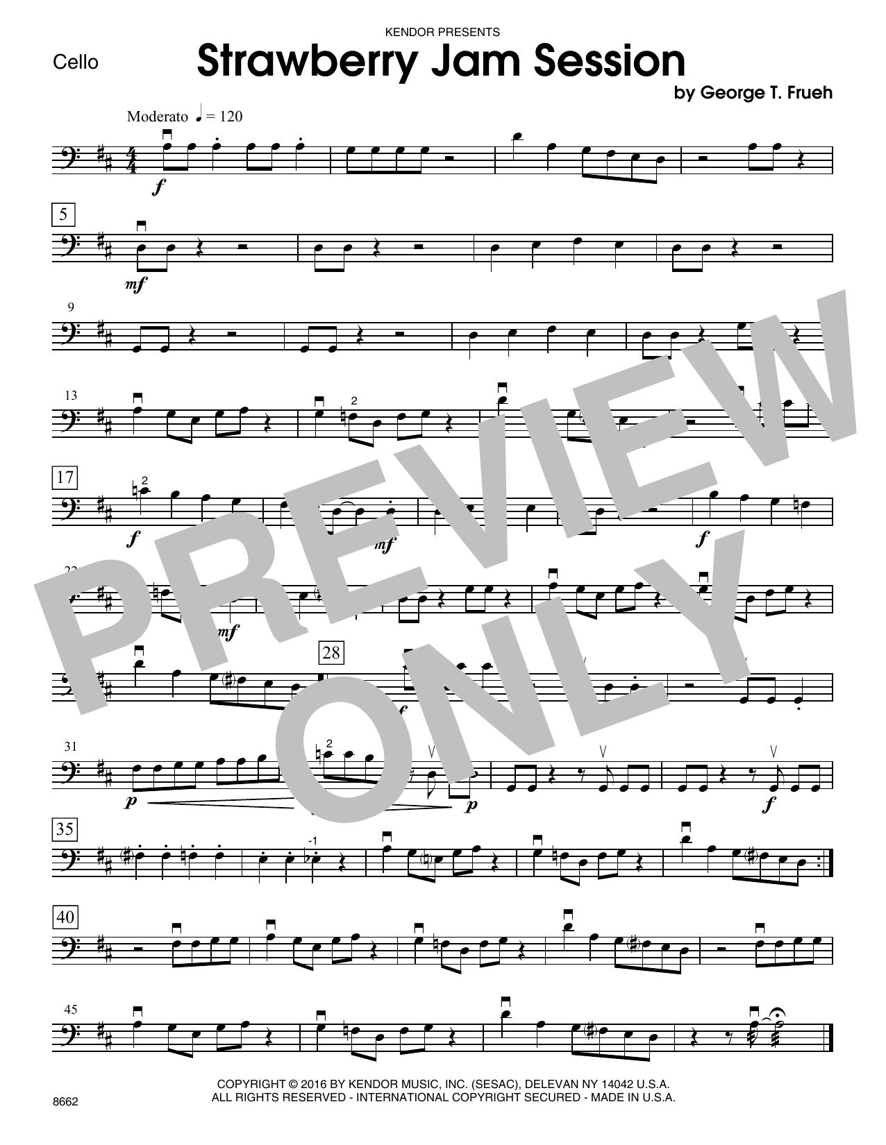 Download George T. Frueh Strawberry Jam Session - Cello Sheet Music